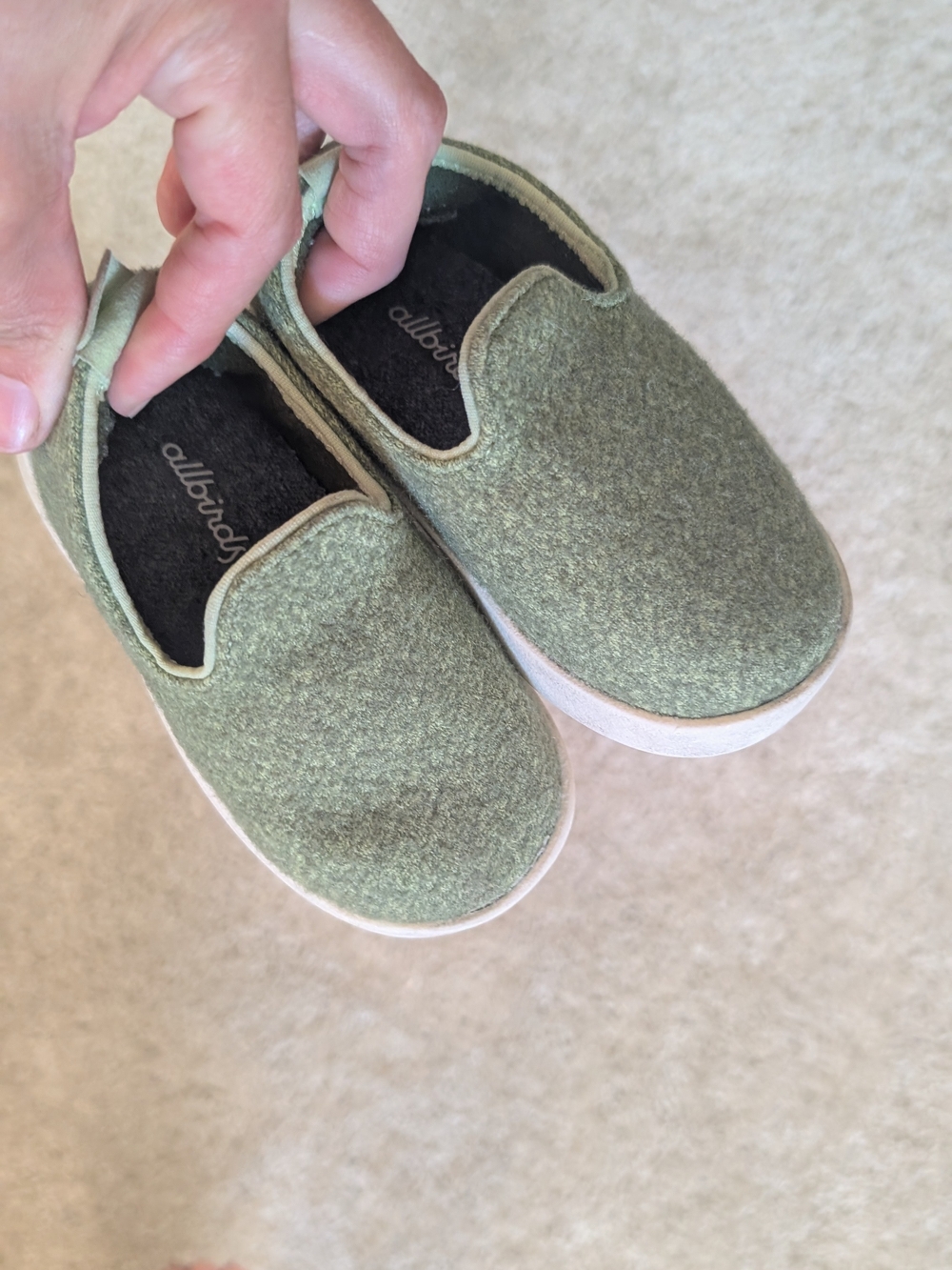 allbirds Kids Slip-On Wool Shoes in Olive